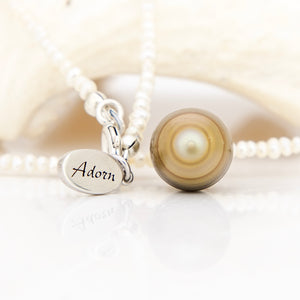 READY TO SHIP Freshwater Pearl Necklace with Civa Fiji Pearl Pendant - 925 Sterling Silver FJD$