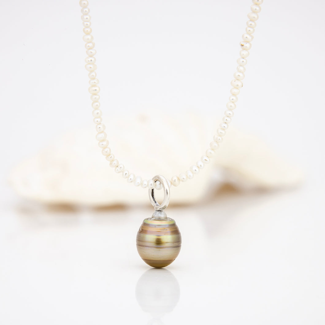 READY TO SHIP Freshwater Pearl Necklace with Civa Fiji Pearl Pendant - 925 Sterling Silver FJD$