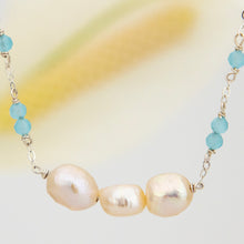 Load image into Gallery viewer, READY TO SHIP Freshwater Pearl &amp; Faceted Glass Beads Necklace in 925 Sterling Silver - FJD$
