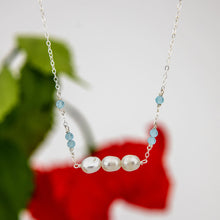 Load image into Gallery viewer, READY TO SHIP Freshwater Pearl &amp; Faceted Glass Beads Necklace in 925 Sterling Silver - FJD$
