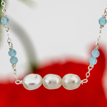 Load image into Gallery viewer, READY TO SHIP Freshwater Pearl &amp; Faceted Glass Beads Necklace in 925 Sterling Silver - FJD$
