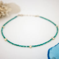 READY TO SHIP Faceted Glass Bead & Freshwater Pearl Necklace - 925 Sterling Silver FJD$