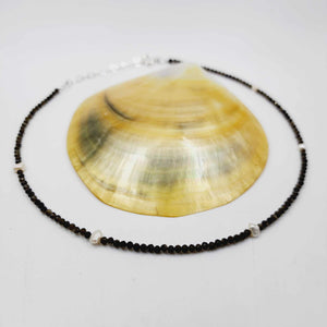 READY TO SHIP Freshwater Pearl & Faceted Glass Bead Choker Necklace - 925 Sterling Silver FJD$