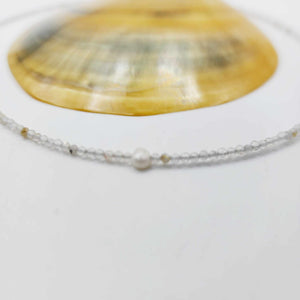 READY TO SHIP Freshwater Pearl & Faceted Glass Bead Choker Necklace - 925 Sterling Silver FJD$