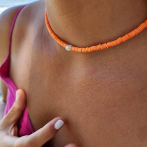 READY TO SHIP Polymer Clay Bead & Freshwater Pearl Choker Necklace - 925 Sterling Silver FJD$