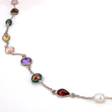 Load image into Gallery viewer, READY TO SHIP Bezel Set Semi Precious Stone &amp; Freshwater Pearl Necklace Strand - 925 Sterling Silver FJD$
