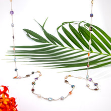 Load image into Gallery viewer, READY TO SHIP Bezel Set Semi Precious Stone &amp; Freshwater Pearl Necklace Strand - 925 Sterling Silver FJD$
