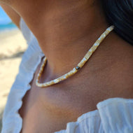READY TO SHIP Mother of Pearl Bead Choker Necklace - 925 Sterling Silver FJD$