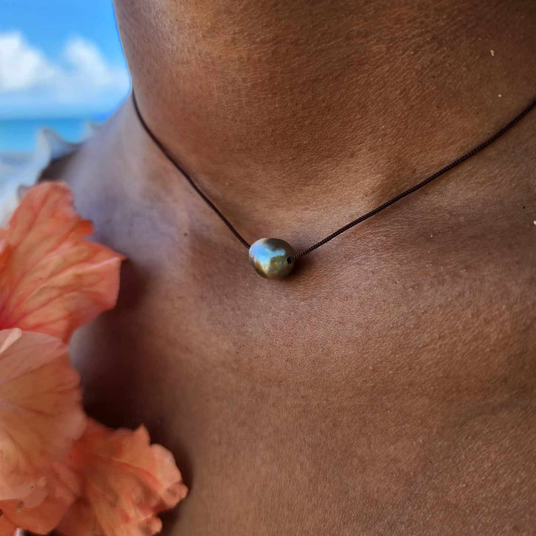 READY TO SHIP Civa Fiji Saltwater Pearl Unisex Necklace - 925 Sterling Silver & Nylon FJD$