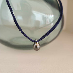 READY TO SHIP Unisex Civa Fiji Pearl Necklace - Nylon & 925 Sterling Silver FJD$