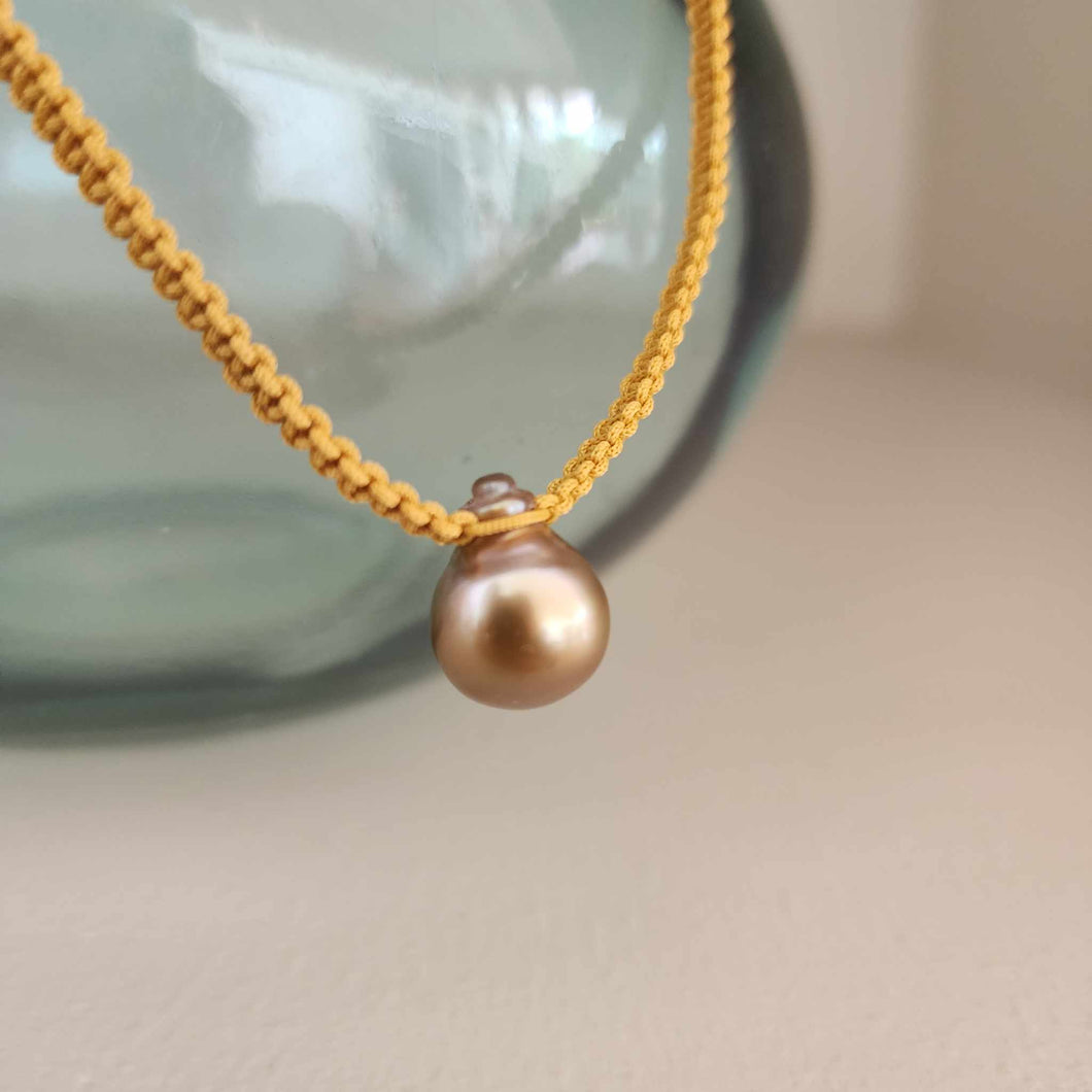 READY TO SHIP Unisex Civa Fiji Pearl Necklace - Nylon & 925 Sterling Silver FJD$