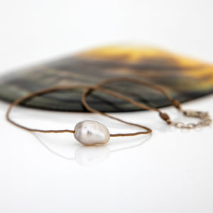 READY TO SHIP Civa Fiji Saltwater Pearl Unisex Necklace - 925 Sterling Silver & Nylon FJD$