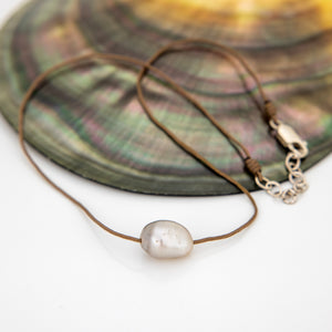 READY TO SHIP Civa Fiji Saltwater Pearl Unisex Necklace - 925 Sterling Silver & Nylon FJD$
