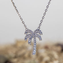 Load image into Gallery viewer, READY TO SHIP Palm Tree Necklace with Cz Stone Detail - 925 Sterling Silver FJD$

