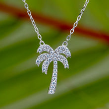 Load image into Gallery viewer, READY TO SHIP Palm Tree Necklace with Cz Stone Detail - 925 Sterling Silver FJD$
