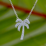 Palm Tree Necklace with Cz Stone Detail - 925 Sterling Silver FJD$