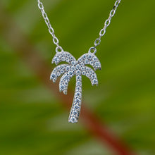 Load image into Gallery viewer, READY TO SHIP Palm Tree Necklace with Cz Stone Detail - 925 Sterling Silver FJD$
