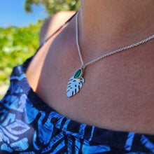 Load image into Gallery viewer, READY TO SHIP Bezel Set Precious Stone Monstera Necklace - 925 Sterling Silver FJD$
