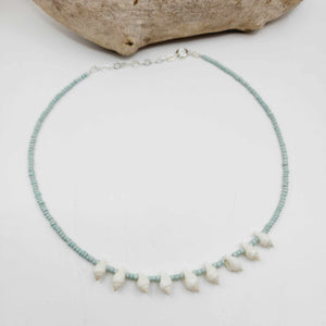 READY TO SHIP Bead & Shell Choker Necklace - 925 Sterling Silver FJD$