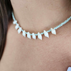 READY TO SHIP Bead & Shell Choker Necklace - 925 Sterling Silver FJD$