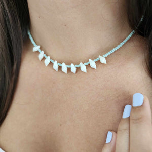 READY TO SHIP Bead & Shell Choker Necklace - 925 Sterling Silver FJD$