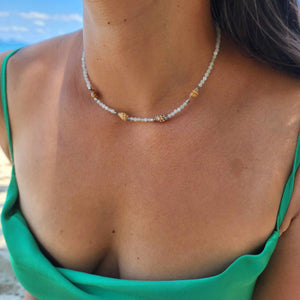 READY TO SHIP Bead & Shell Choker Necklace - 925 Sterling Silver FJD$