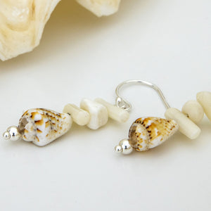 READY TO SHIP Shell & Coral Earrings - 925 Sterling Silver FJD$