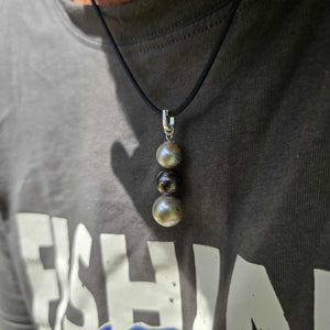 READY TO SHIP Unisex Civa Fiji Saltwater Pearl Trio Necklace - Rubber FJD$