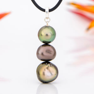 READY TO SHIP Unisex Civa Fiji Saltwater Pearl Trio Necklace - Rubber FJD$