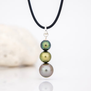 READY TO SHIP Unisex Civa Fiji Saltwater Pearl Trio Necklace - Rubber FJD$