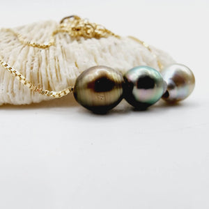 CONTACT US TO RECREATE THIS SOLD OUT STYLE Triple Pearl Necklace - 14k Solid Gold FJD$