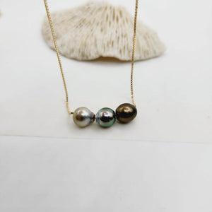 CONTACT US TO RECREATE THIS SOLD OUT STYLE Triple Pearl Necklace - 14k Solid Gold FJD$