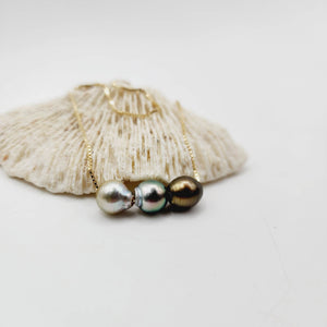 CONTACT US TO RECREATE THIS SOLD OUT STYLE Triple Pearl Necklace - 14k Solid Gold FJD$