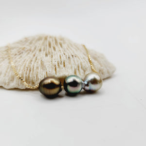 CONTACT US TO RECREATE THIS SOLD OUT STYLE Triple Pearl Necklace - 14k Solid Gold FJD$
