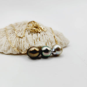 CONTACT US TO RECREATE THIS SOLD OUT STYLE Triple Pearl Necklace - 14k Solid Gold FJD$