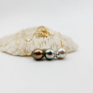 CONTACT US TO RECREATE THIS SOLD OUT STYLE Triple Pearl Necklace - 14k Solid Gold FJD$