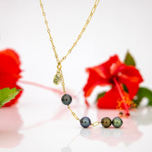 Load image into Gallery viewer, READY TO SHIP Fiji Saltwater Pearl Trio Lariat Y-Necklace - 14k Gold Fill FJD$
