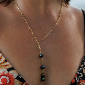 READY TO SHIP Fiji Saltwater Pearl Trio Lariat Y-Necklace - 14k Gold Fill FJD$