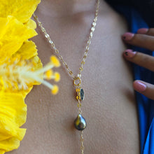 Load image into Gallery viewer, READY TO SHIP Fiji Saltwater Pearl Lariat Y-Necklace - 14k Gold Fill FJD$
