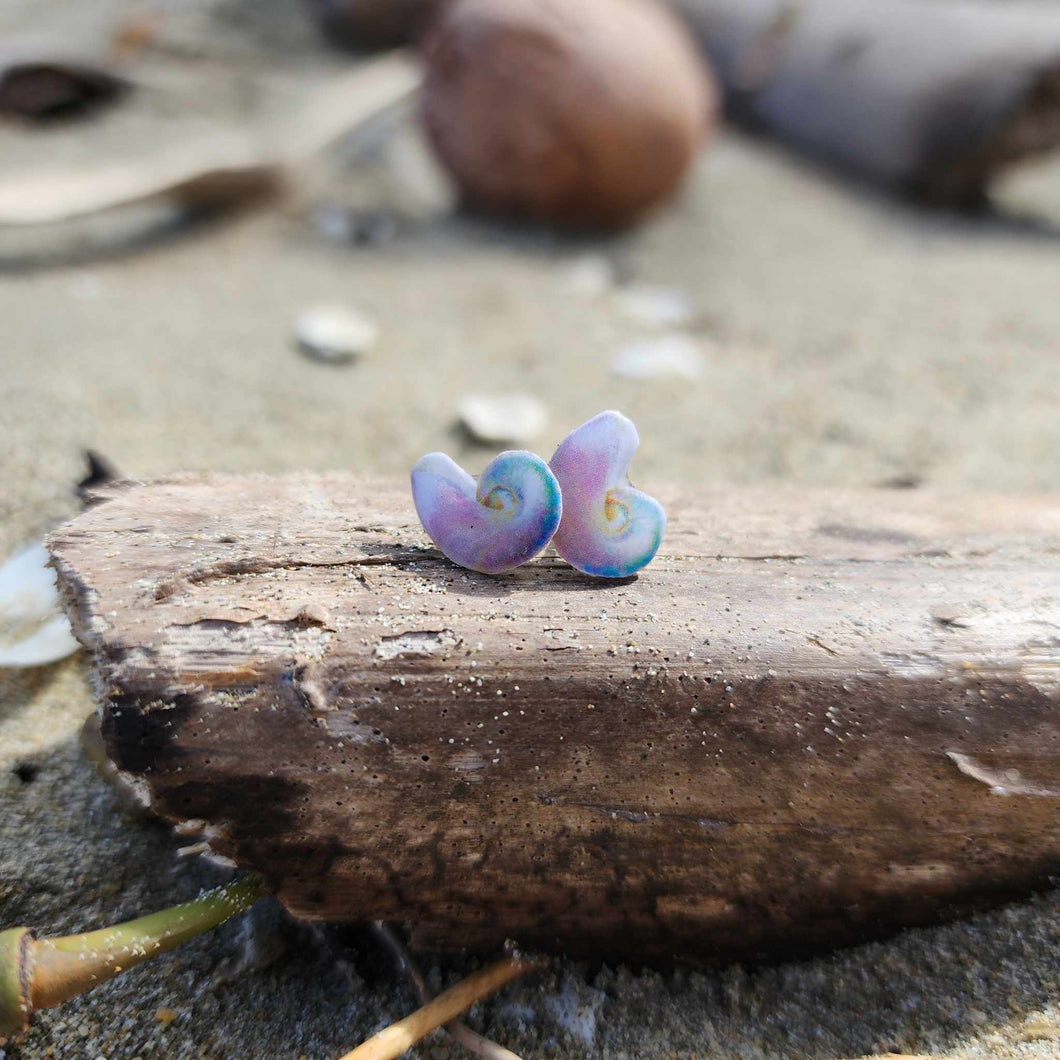 READY TO SHIP Nautilus Shell Stud Earrings - 925 Sterling Silver FJD$