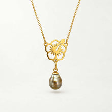 Load image into Gallery viewer, Civa Fiji Pearl Hibiscus Necklace - Gold Plated over Stainless Steel FJD$
