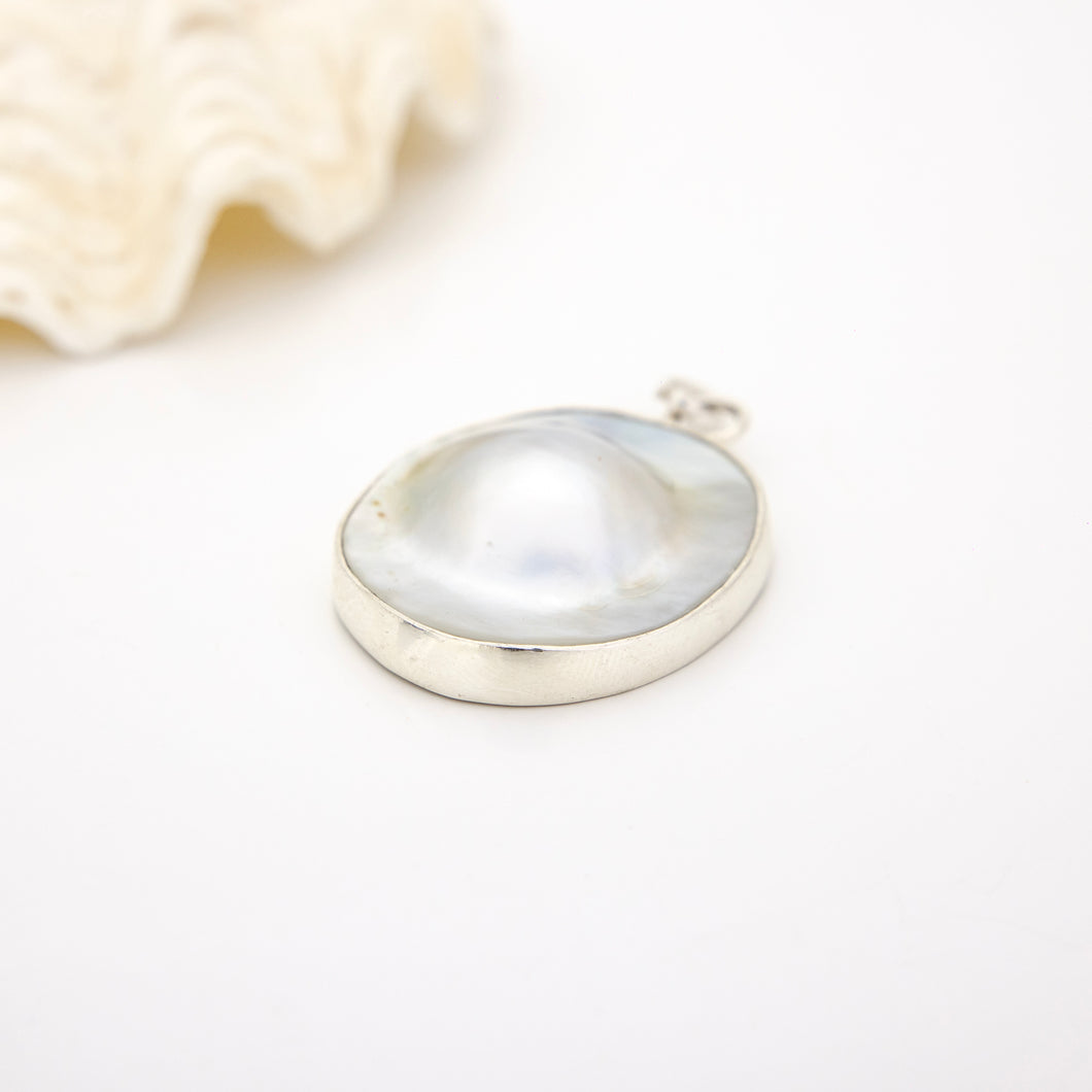 READY TO SHIP Bezel Set Mabe Pearl Pendant - 925 Sterling Silver FJD$