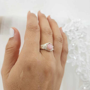READY TO SHIP Free Flow Precious Stone Ring - Pink Opal - 925 Sterling Silver FJD$
