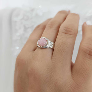 READY TO SHIP Free Flow Precious Stone Ring - Pink Opal - 925 Sterling Silver FJD$