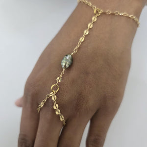 READY TO SHIP Civa Fiji Keshi Pearl Finger Ring Bracelet - 14k Gold Fill FJD$