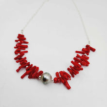 Load image into Gallery viewer, READY TO SHIP Civa Fiji Pearl Red Coral Necklace - 925 Sterling Silver FJD$
