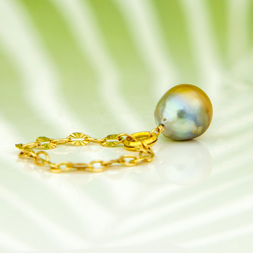 READY TO SHIP Fiji Saltwater Pearl Chain Ring - 14k Gold Fill FJD$