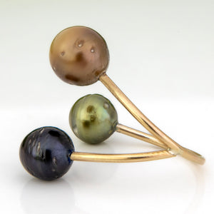 READY TO SHIP Civa Fiji Saltwater Pearl Trio Ring - 14k Gold Fill FJD$