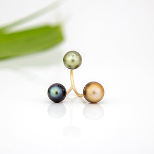 READY TO SHIP Civa Fiji Saltwater Pearl Trio Ring - 14k Gold Fill FJD$