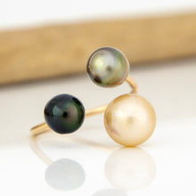 Load image into Gallery viewer, READY TO SHIP Civa Fiji Saltwater Pearl Trio Ring - 14k Gold Fill FJD$
